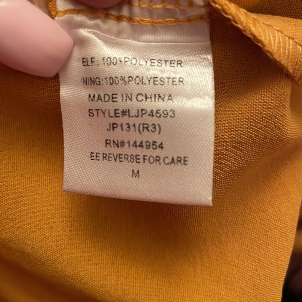 Twist-Front Mustard Yellow Jumpsuit with Spaghetti Straps - Picture 7 of 7